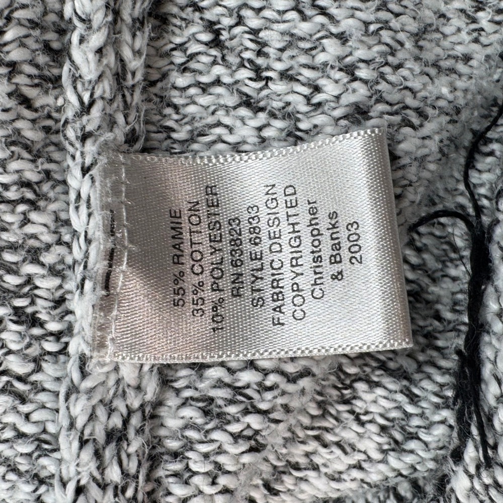 Christopher & Banks Dog Embroidered Zip Cardigan Grey Marled Knit Bone Pull L - Picture 8 of 10